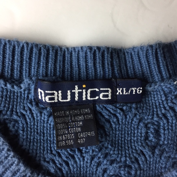 Mens Nautica Vintage 90s Color Block Knit Sweater - Picture 3 of 5